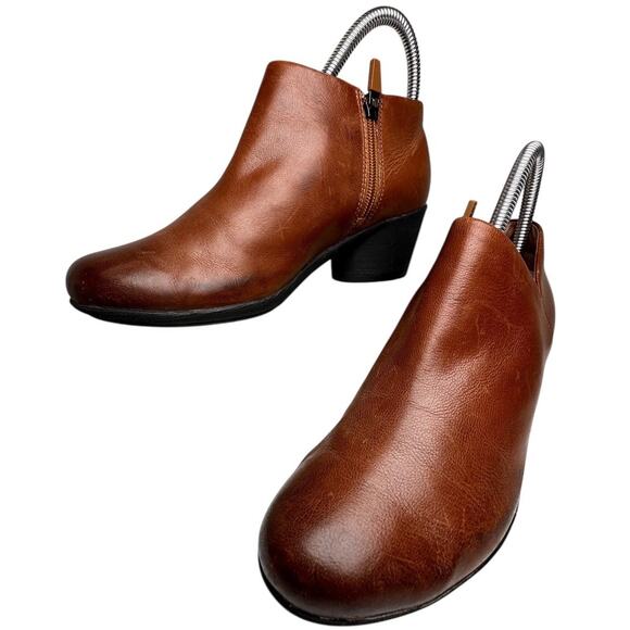 Dansko Raina Leather Ankle Booties Sz 36 US 5.5-6 Brown Arch Support Side Zip EC - Picture 2 of 13